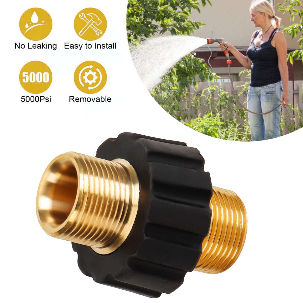 M22-14mm Quick Connect Hose Adapter 5000PSI Pressure Washer Connector Fitting US