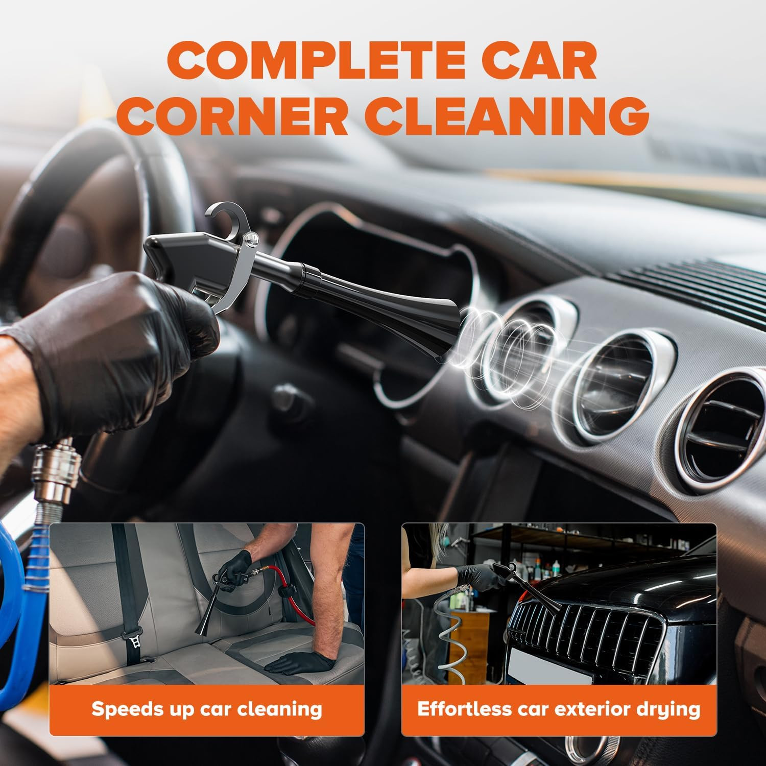 Tornado Car Cleaning Gun Interior Dryer Air Blow Gun, Automotive Tool Car Detail