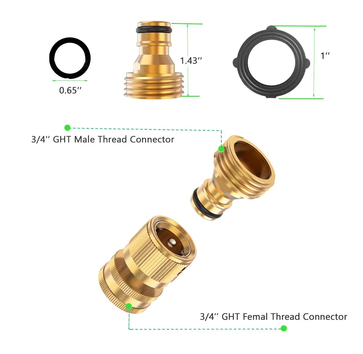 BoArt Solid Brass Quick Connector Set 6 Sets 3/4″