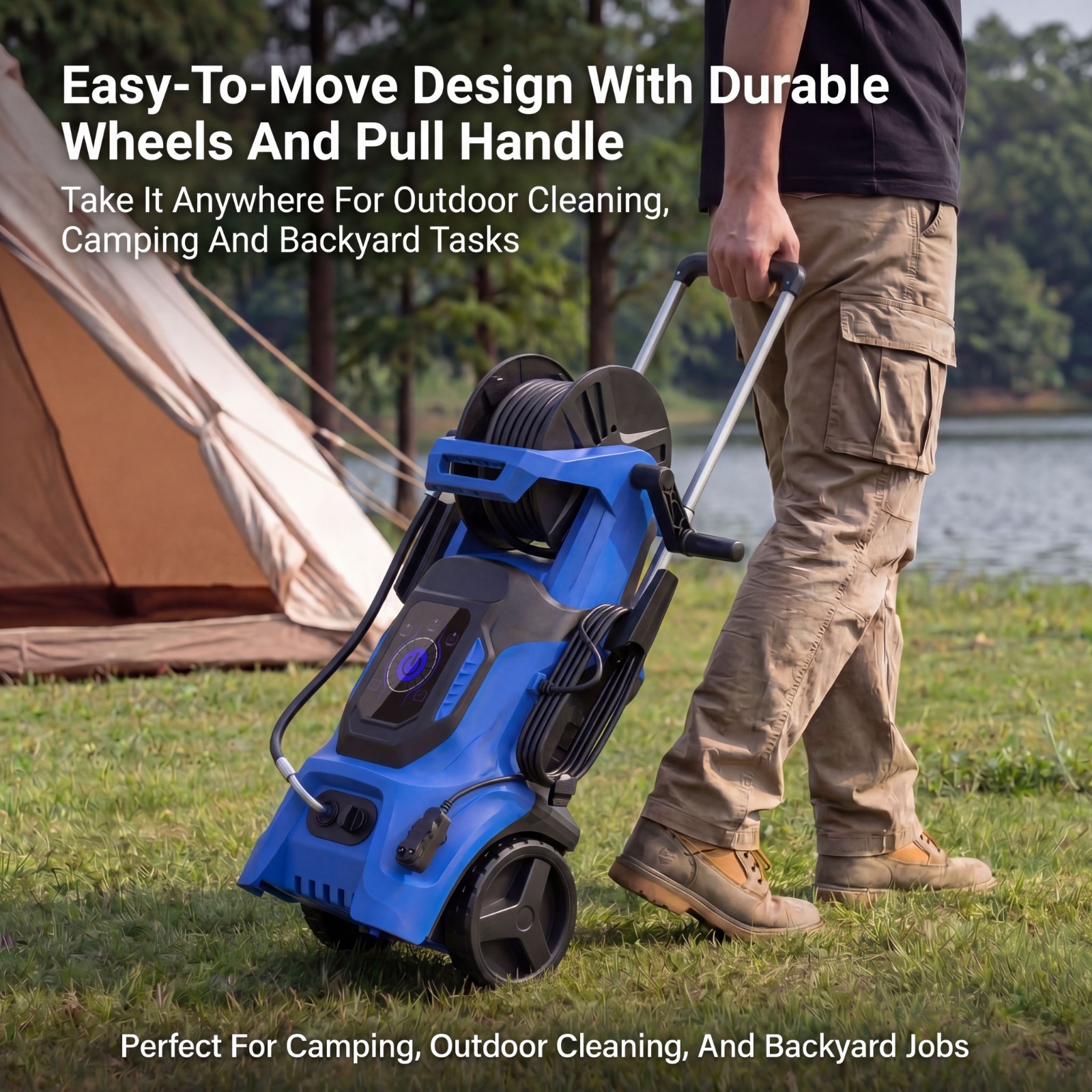 Pressure Washer 4500PSI-Max 3.8GPM with Adj-15-Level Touch Screen car,home,yard
