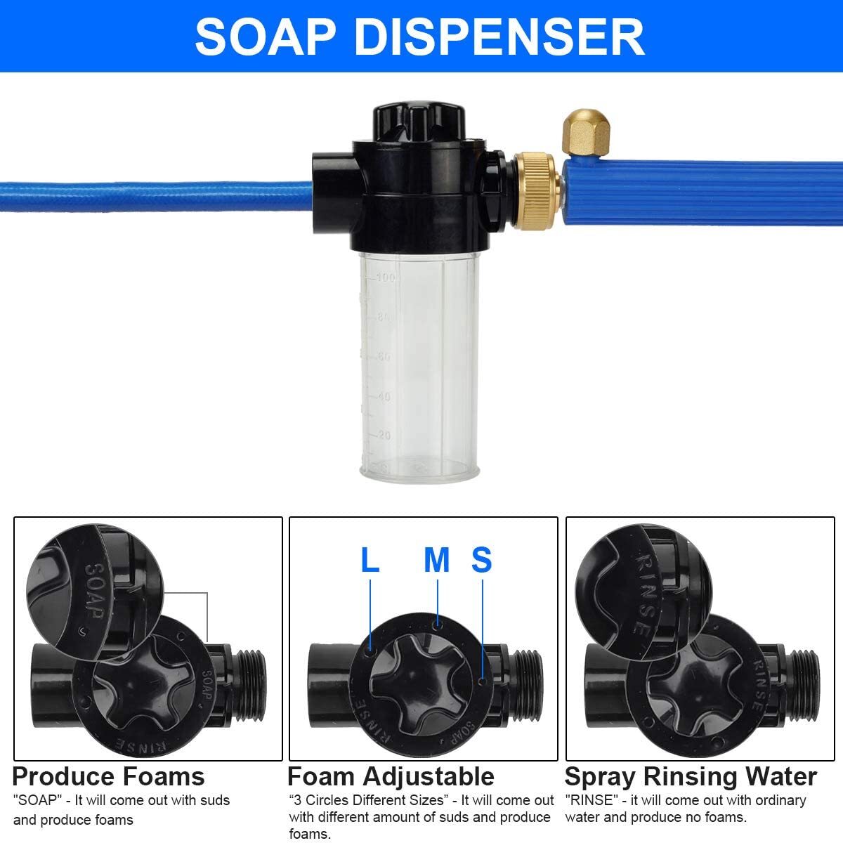 Pressure Washer Water Spray Gun Wand Garden Hose Attachment Soap Dispenser