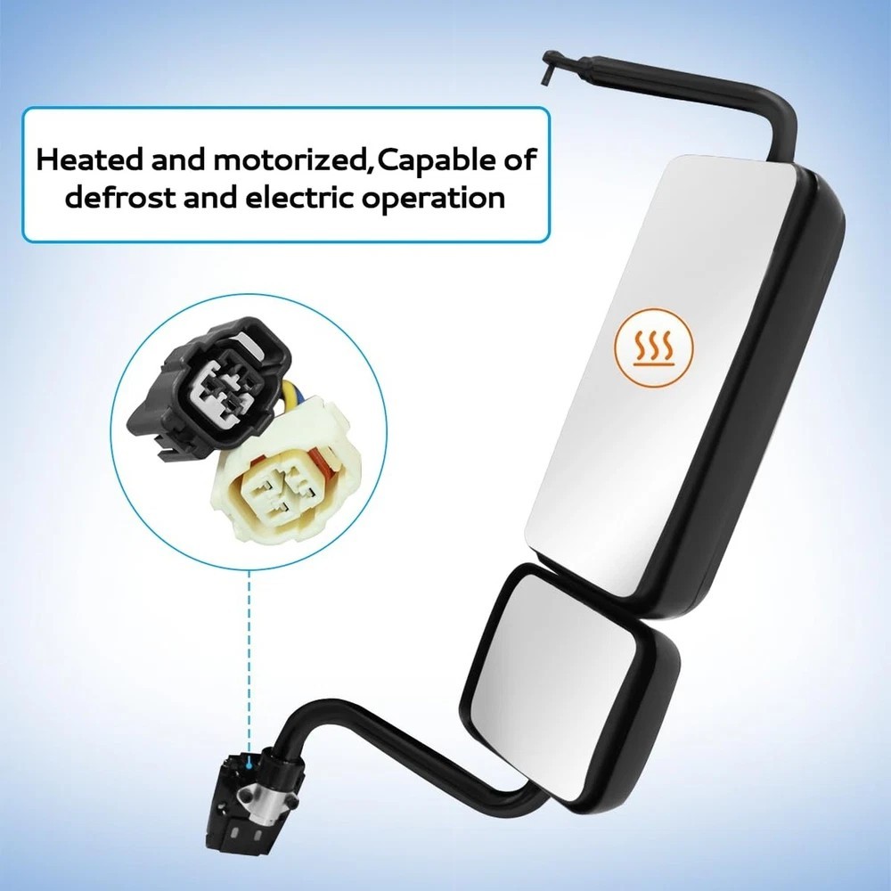 Black Door Mirror with Signal Light Power Heated Adjustable Mirrors Left Driv…