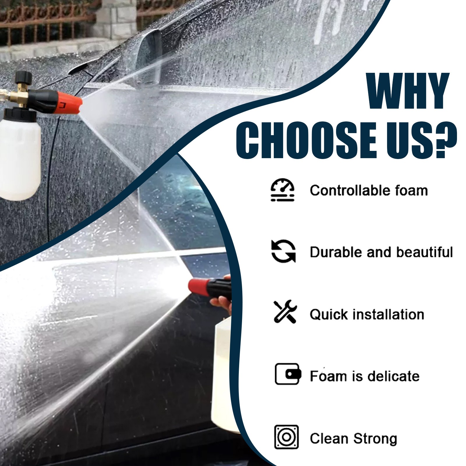 1/4″ Snow Foam Washer Gun Car Wash Soap Lance Cannon Spray Pressure Jet Bottle