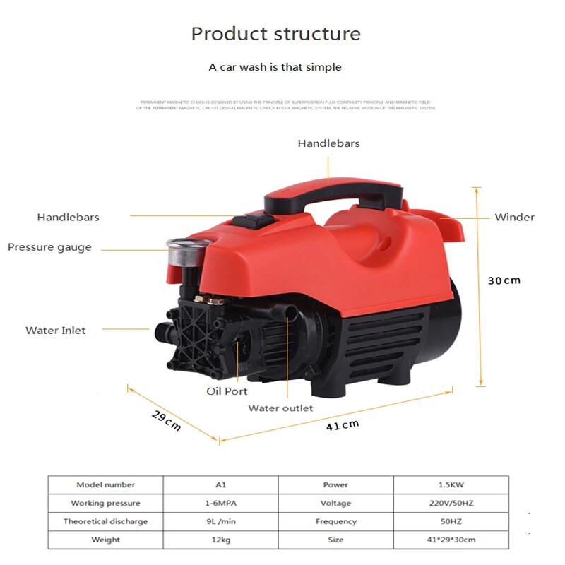 High Pressure 1800W Car Washing Machine Portable Car washer With Pressure Switch