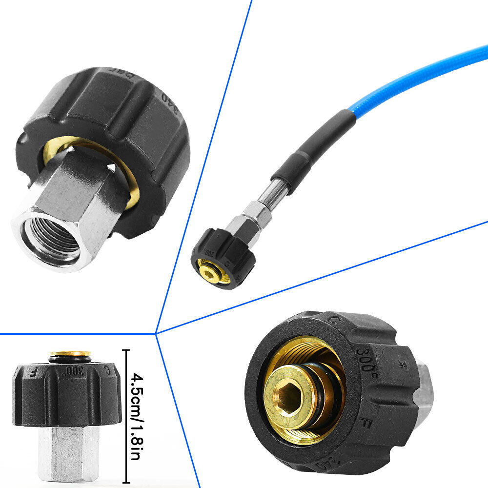 50FT 5800 PSI Sewer Jetter Nozzles Kit Pressure Washer Drain Cleaning Hose Set