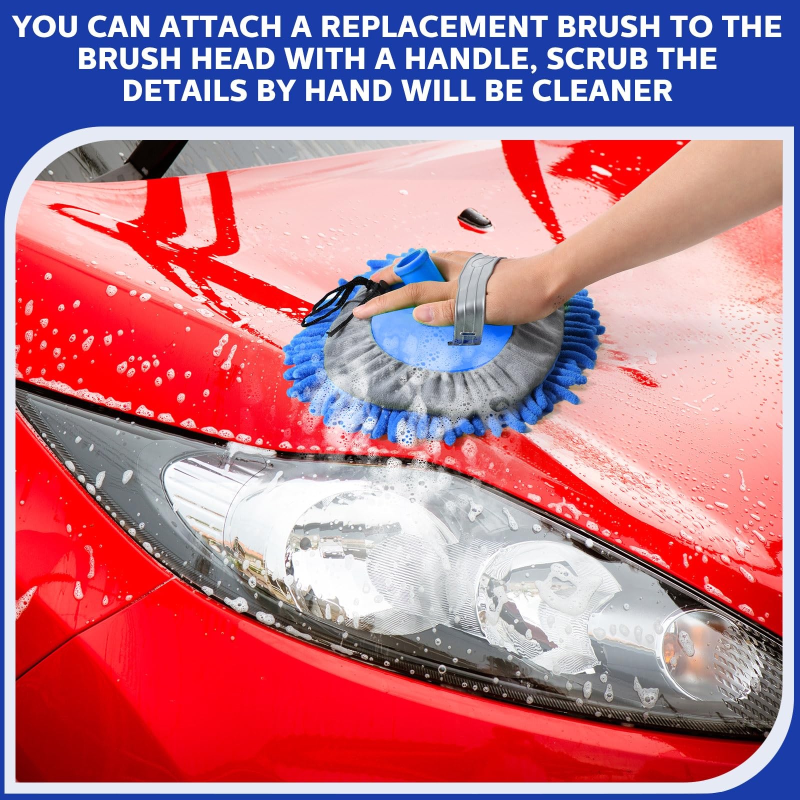 Layhit 5 Pcs Car Wash Mitt Set, Brush Not 9.84 x 6.69 inches, Royal Blue