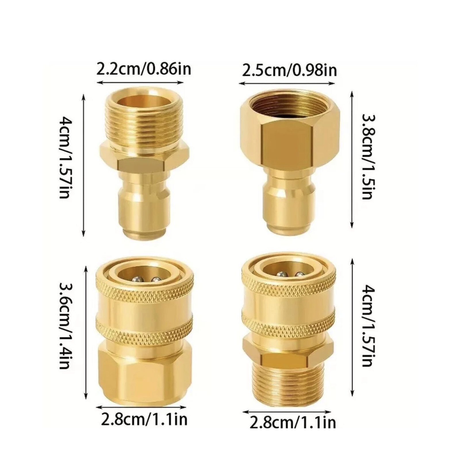 4PCS Pressure Washer Adapter Set Quick Disconnect Kit M22 Swivel 3/8” Connectyx