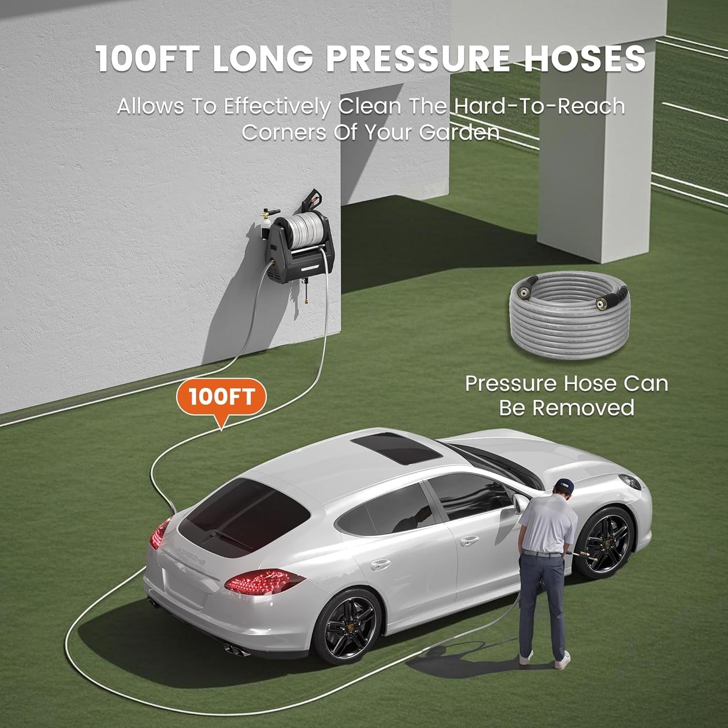 Giraffe Tools Retractable Electric Pressure Washer Plus, Max 2900 PSI 2.2 GPM