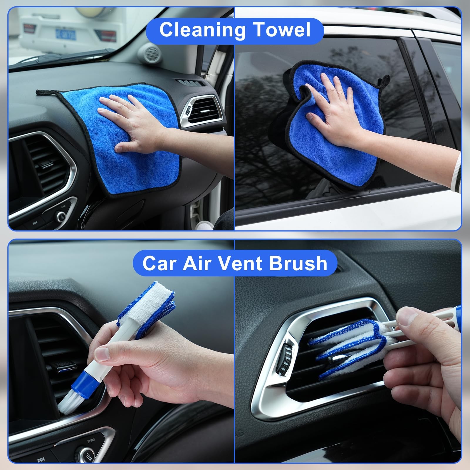 Viewsun Windshield Cleaner Tool, 14Pcs Car Interior Cleaning 14 PCS, Blue
