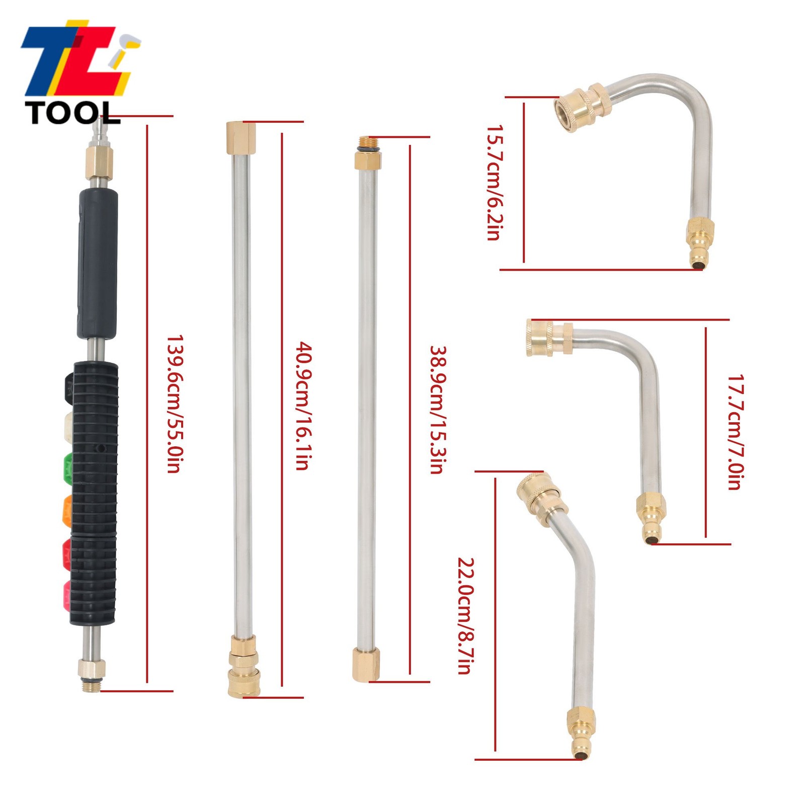 9 Pack 1/4″ Connect Pressure Washer Extension Wand Upgrade Power Washer Lance