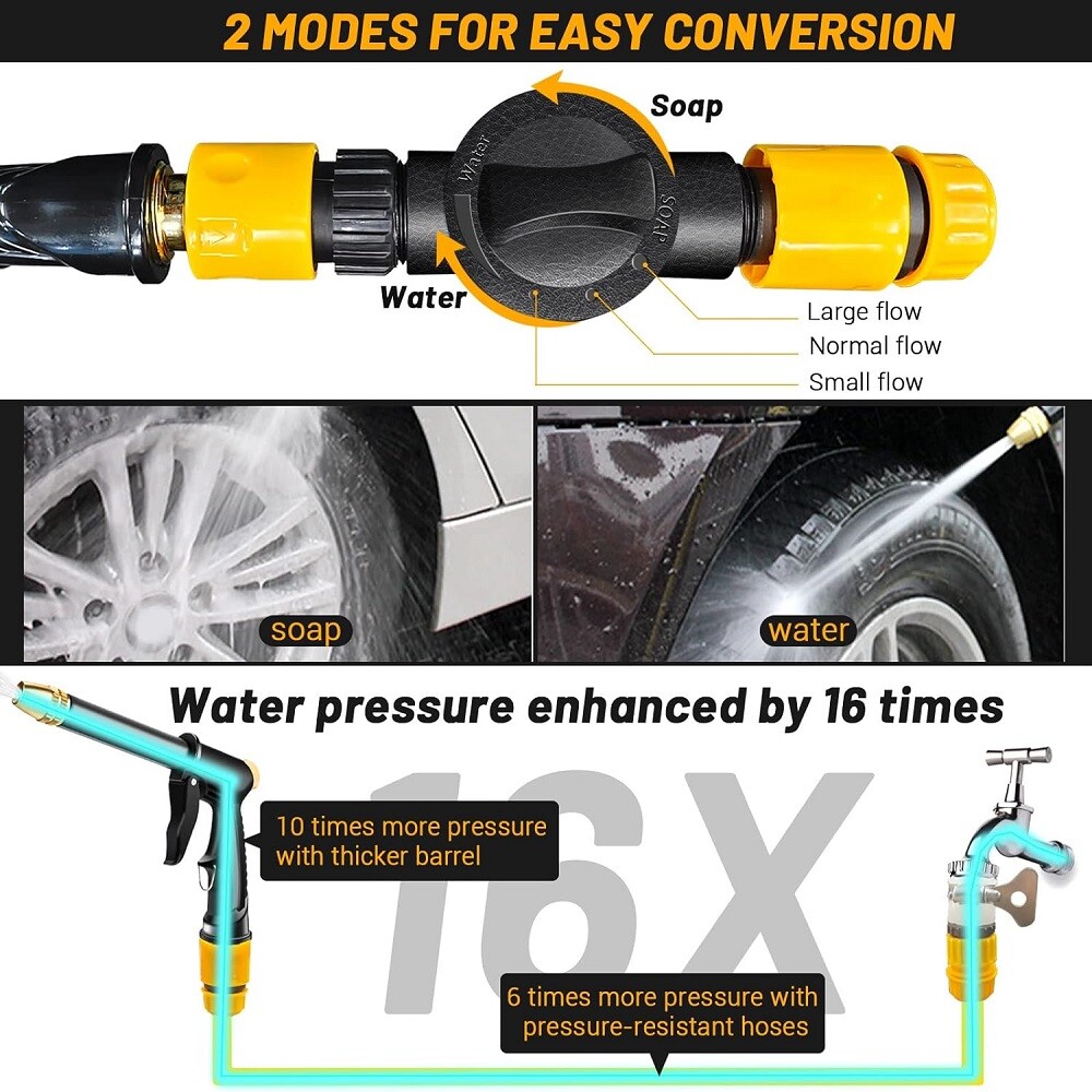 High Pressure Water Spray Gun Car Wash Metal Brass Nozzle Garden Pipe Hose Lawn