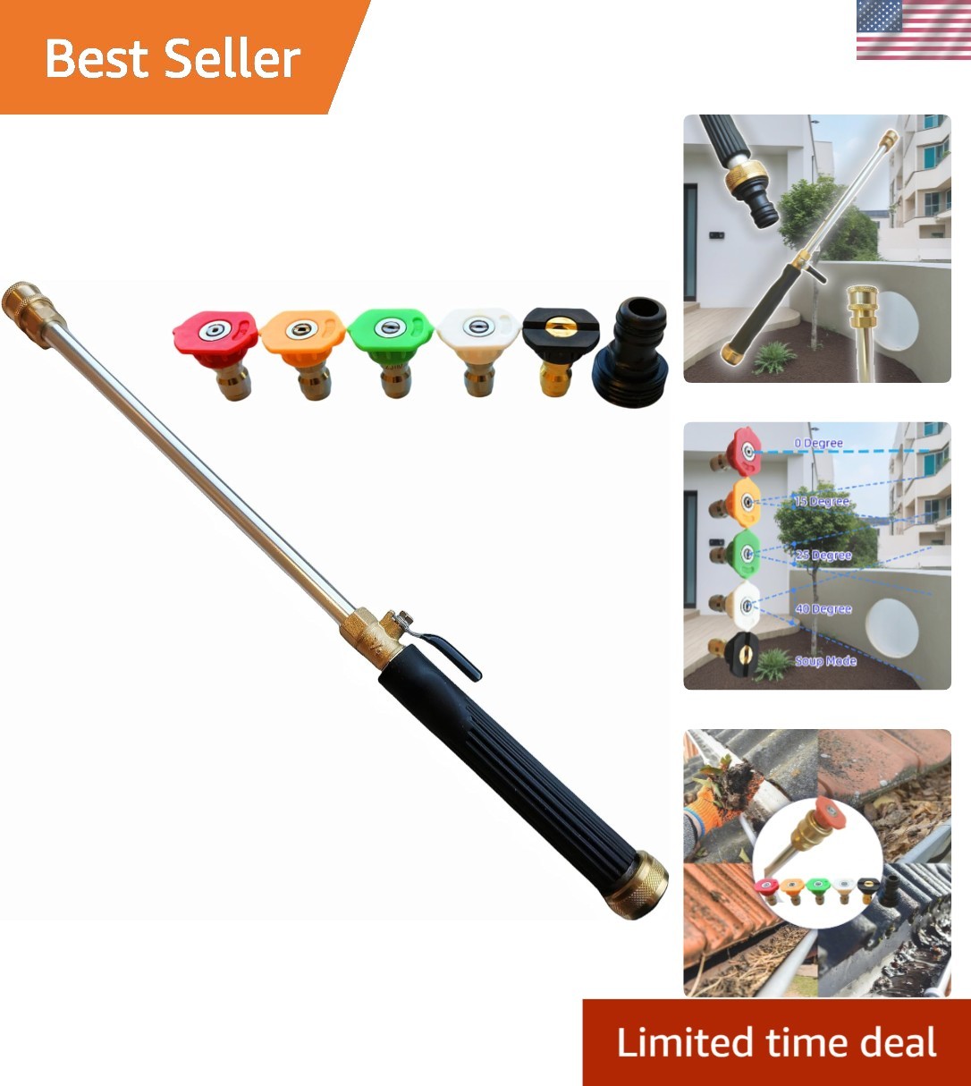 Compact Brass Washer Wand with Adjustable Nozzles – Ideal for Home Maintenance