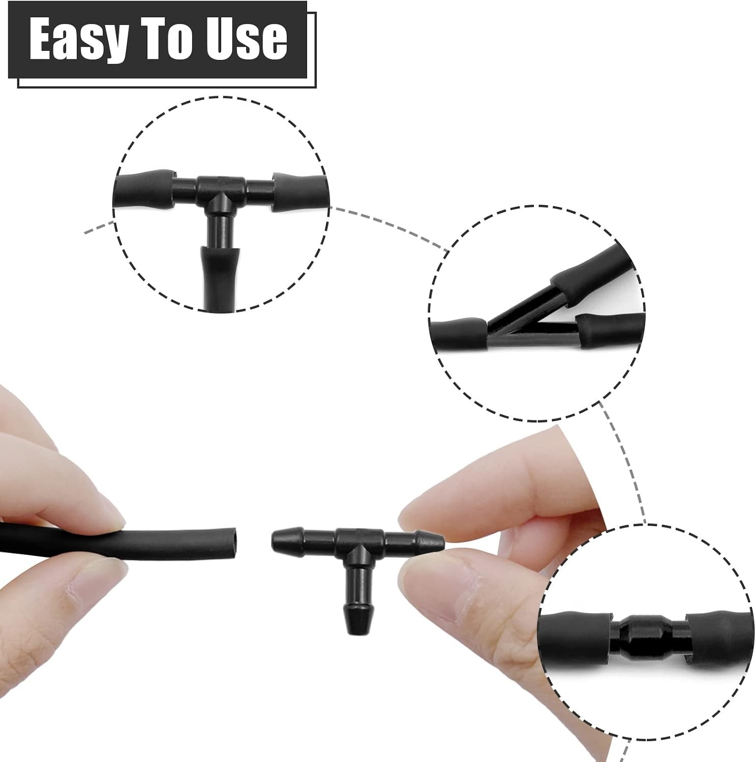 Windshield Washer Hose Kit, 5m Washer Fluid Hose+12 Pcs Hose Connectors+2 Fan No