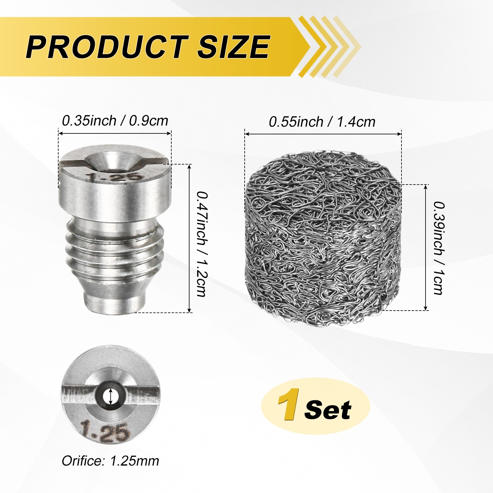 1-Set 1.25mm Orifice Foam Cannon Nozzle and Single Layer Foam Maker Meshes