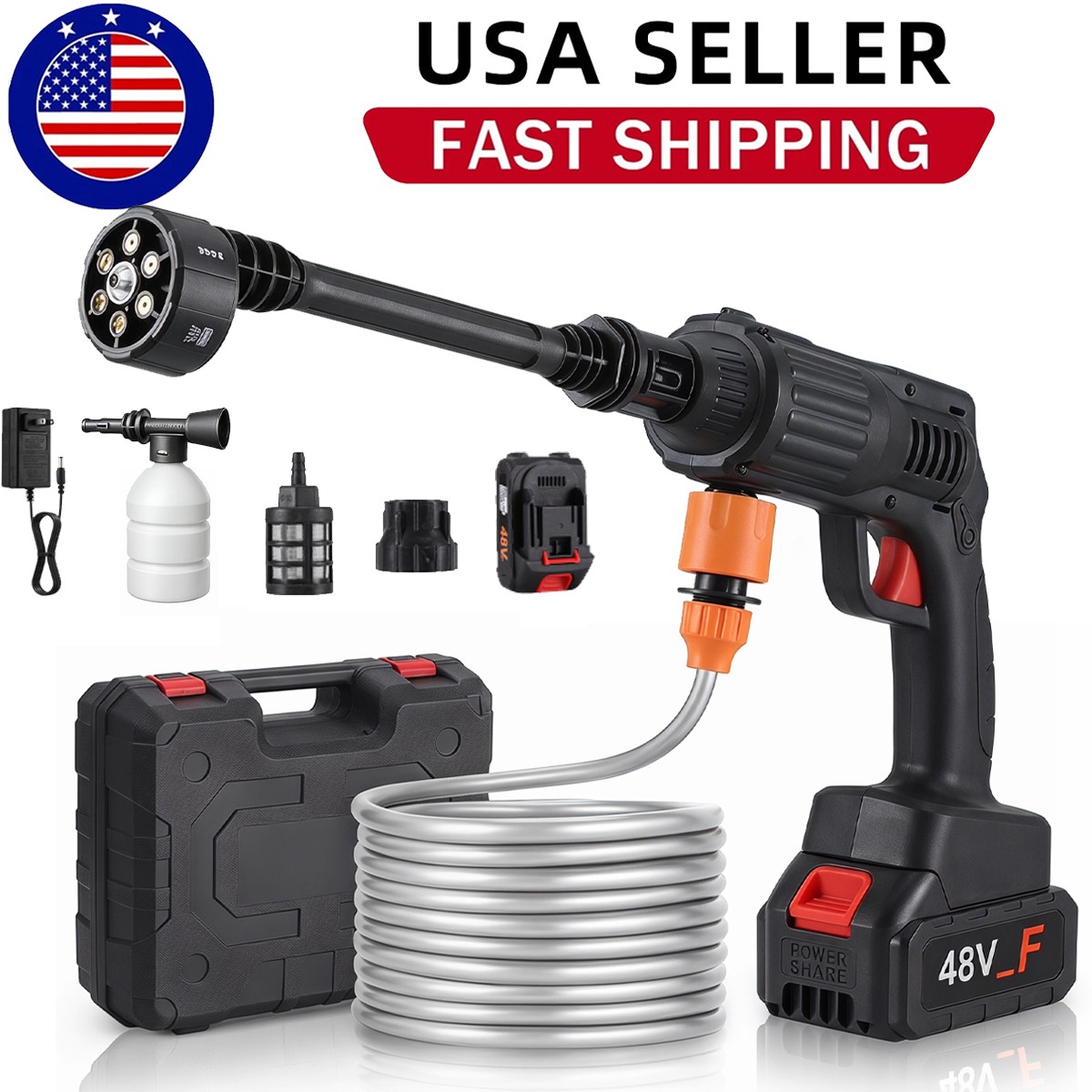 Cordless Electric High Pressure Water Spray Gun Portable Car Washer Cleaner Tool