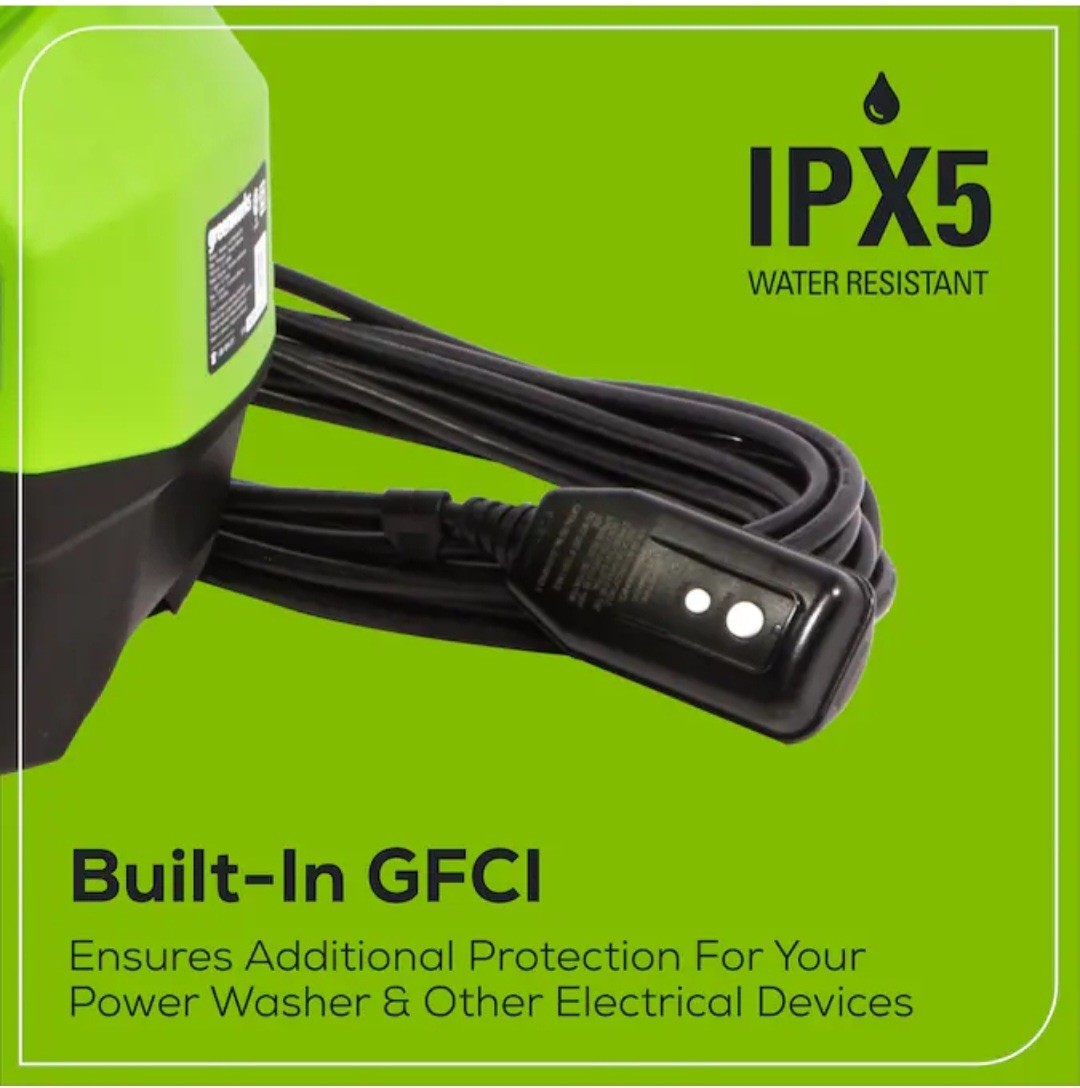 Greenworks GPW1805, 1800-PSI 1.2-GPM Cold Water Electric Pressure Washer, 2 Tip