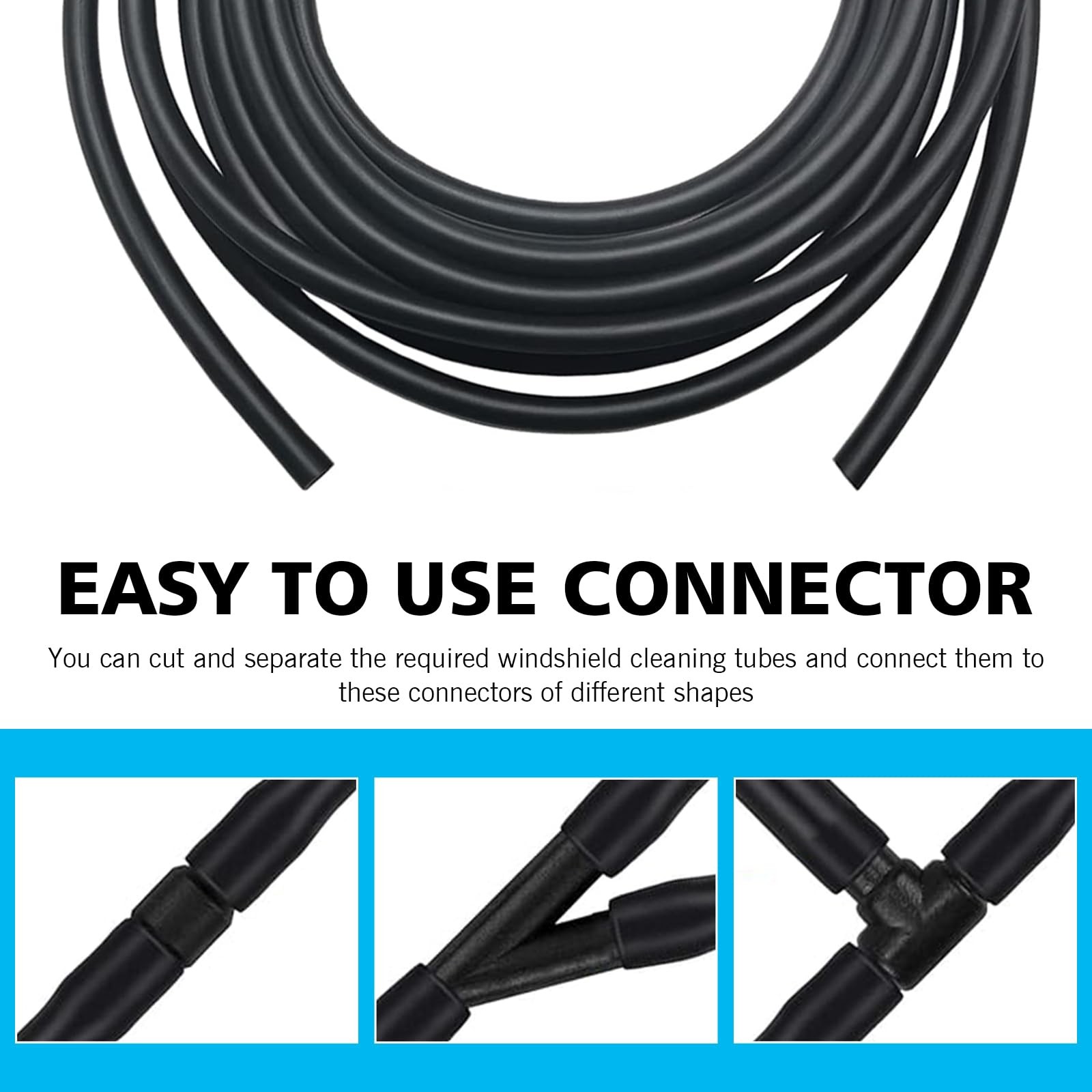 Dogary 30 PCS Car Windshield Washer Hose Kit, T-type I-type Y-type Black