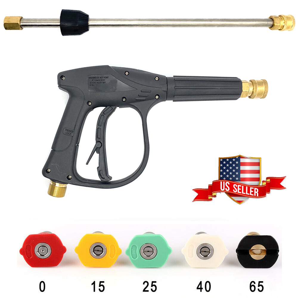 4000PSI High Pressure Power Washer Spray Gun Wand Lance Nozzle Tips Hose Kit M22