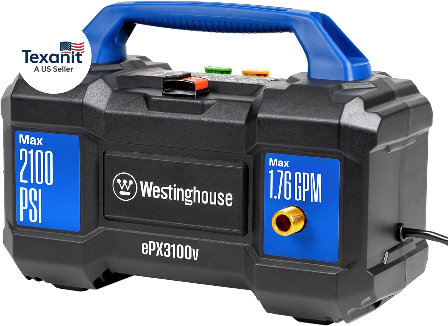 Epx3100V Electric Pressure Washer, 2100 Max PSI 1.76 Max GPM, Built-In Carry Han