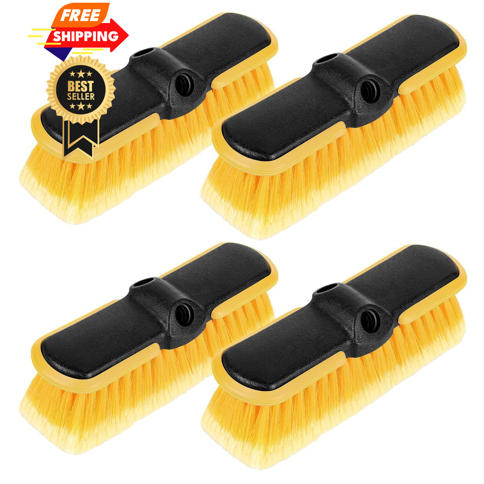 10 Inch Car Wash Brush Head, Scrub Attachment 10 inches, Black+yellow
