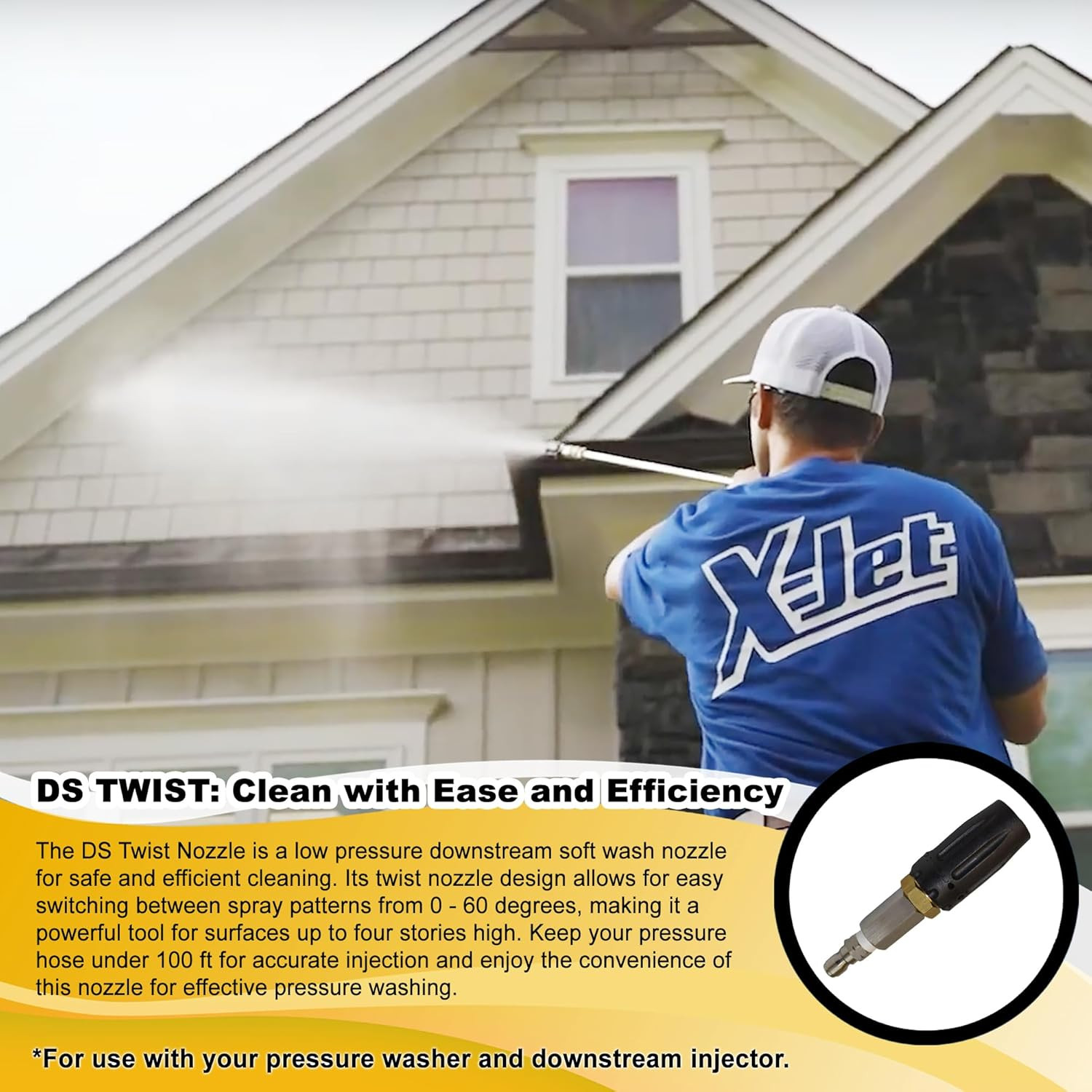 Adjustable DS Twist Nozzle for Pressure Washer – 0-60° Spray Pattern