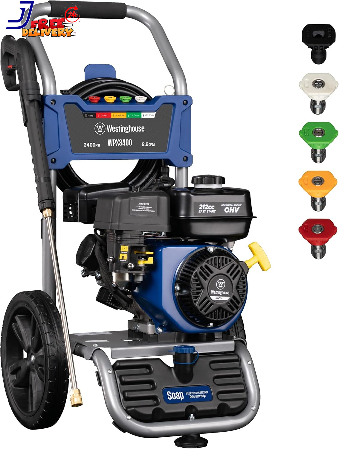 WPX3400 Gas Pressure Washer 3400 PSI and 2.6 Max GPM Onboard Soap Tank Spray