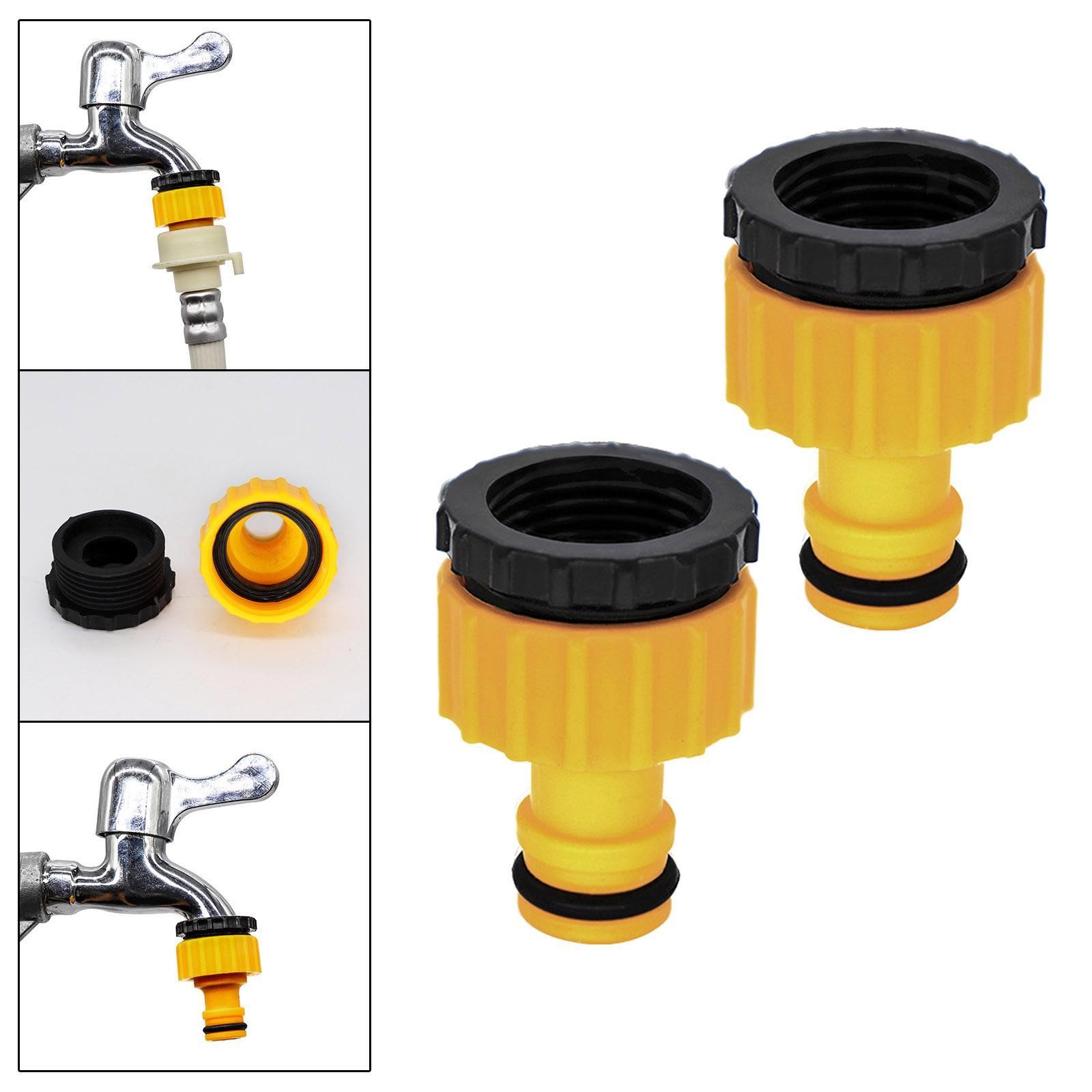 2Pcs Hose Tap Threaded Faucet Adapter 3/4″ 1/2″ Easy to Install Quick Connector