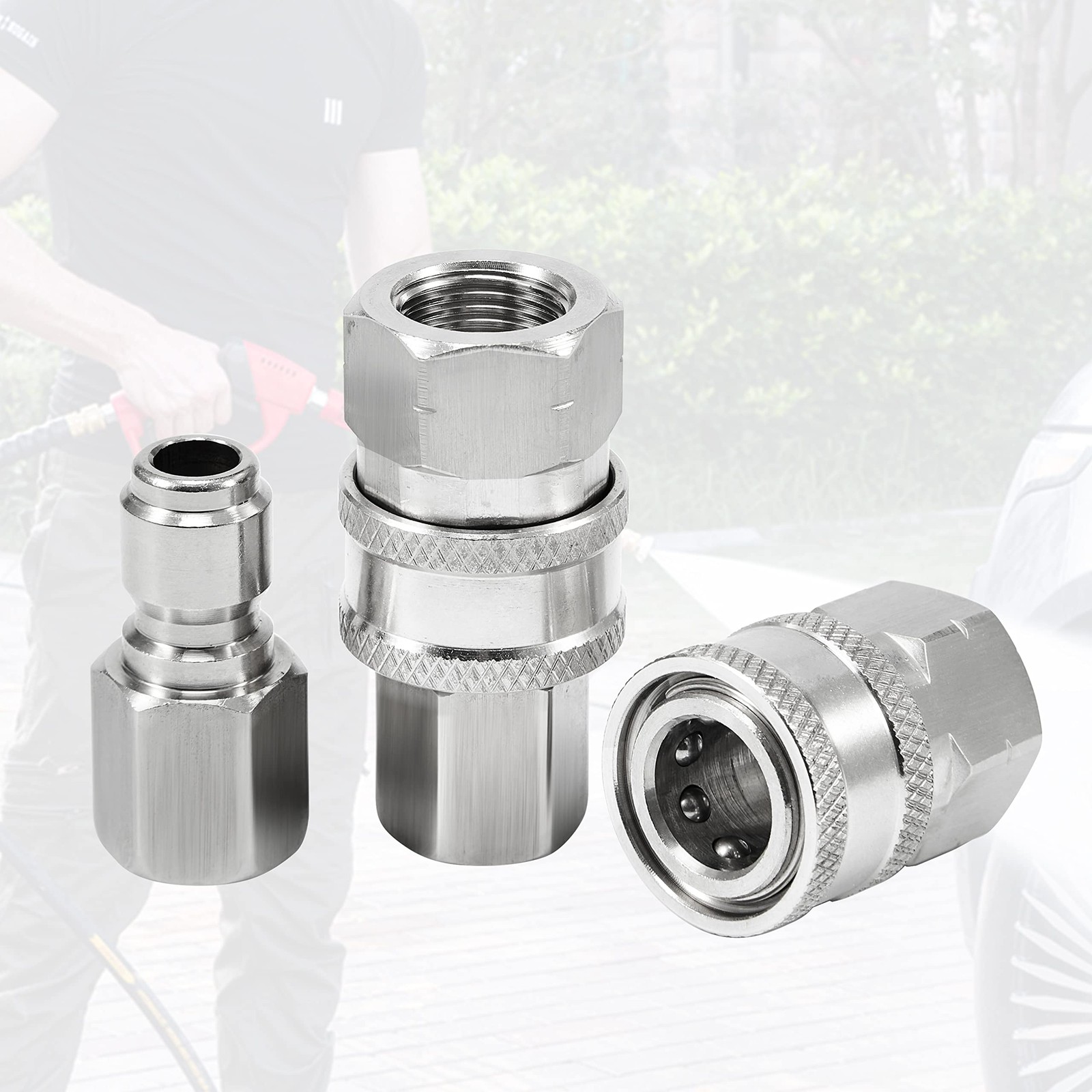 Raincovo Pressure Washer Quick Connect Fittings, 3/8 Inch Adapter Set, Stainless