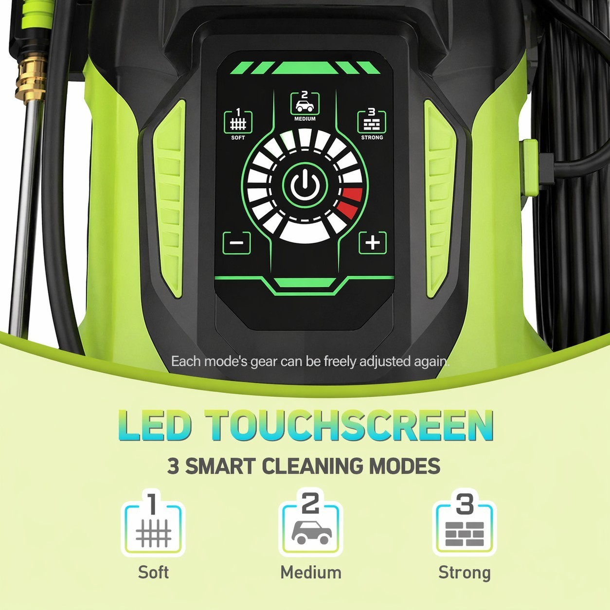 Pressure Washer 4500PSI 3.8GPM, 15-Level Touchscreen, Soap Tank, for Yard