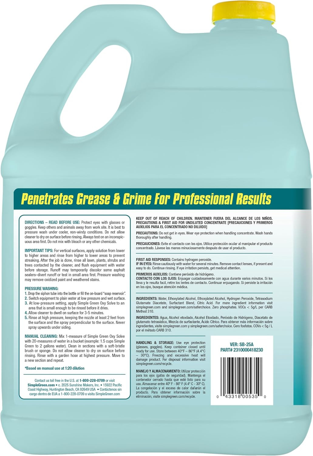 Simple Green Oxy Solve Total Outdoor Cleaner Concentrate, Pressure Washer & Manu
