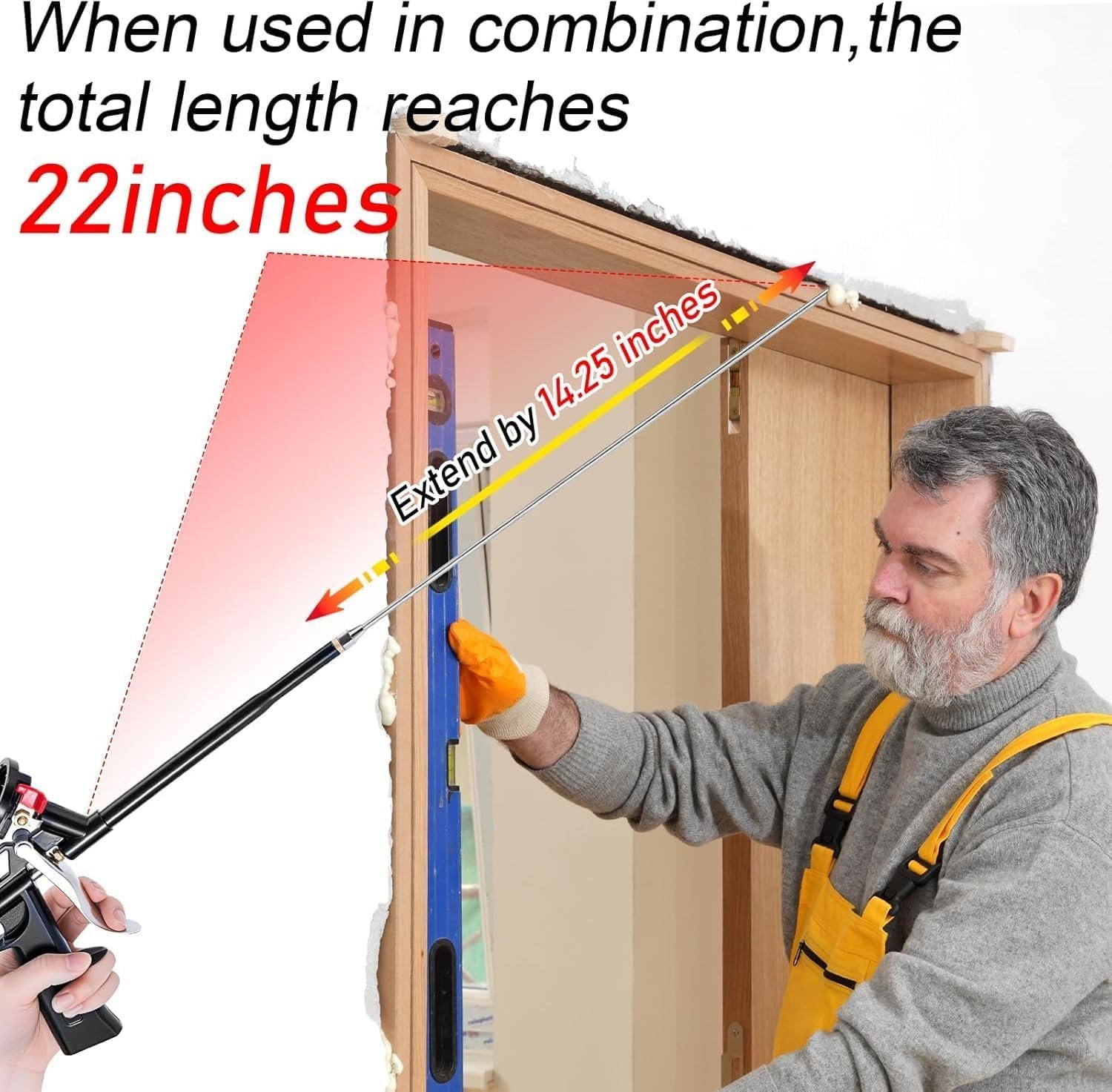 Multi-Purpose Foam Insulation Gun with Three Stainless Steel Nozzles Included