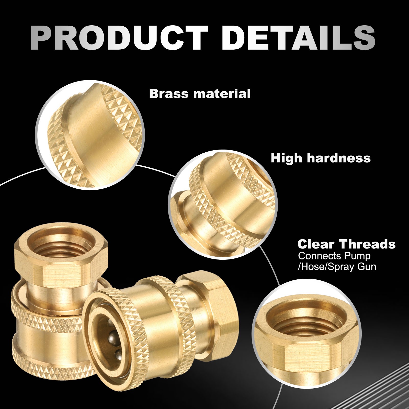 2 Pcs 1/4″ Female to M14 Male Pressure Washer Adapter QUICK CONNECT Fittings