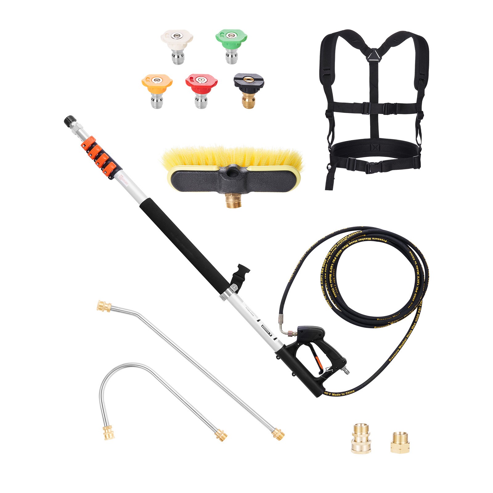 Pressure Washer Telescoping Wand 18 ft Brush Head Included Telescopic Spray Wand