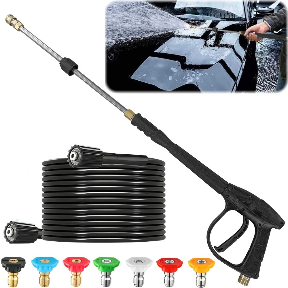 High Pressure 5800PSI Car Power Washer Gun Spray Wand Lance Nozzle and Hose Kit
