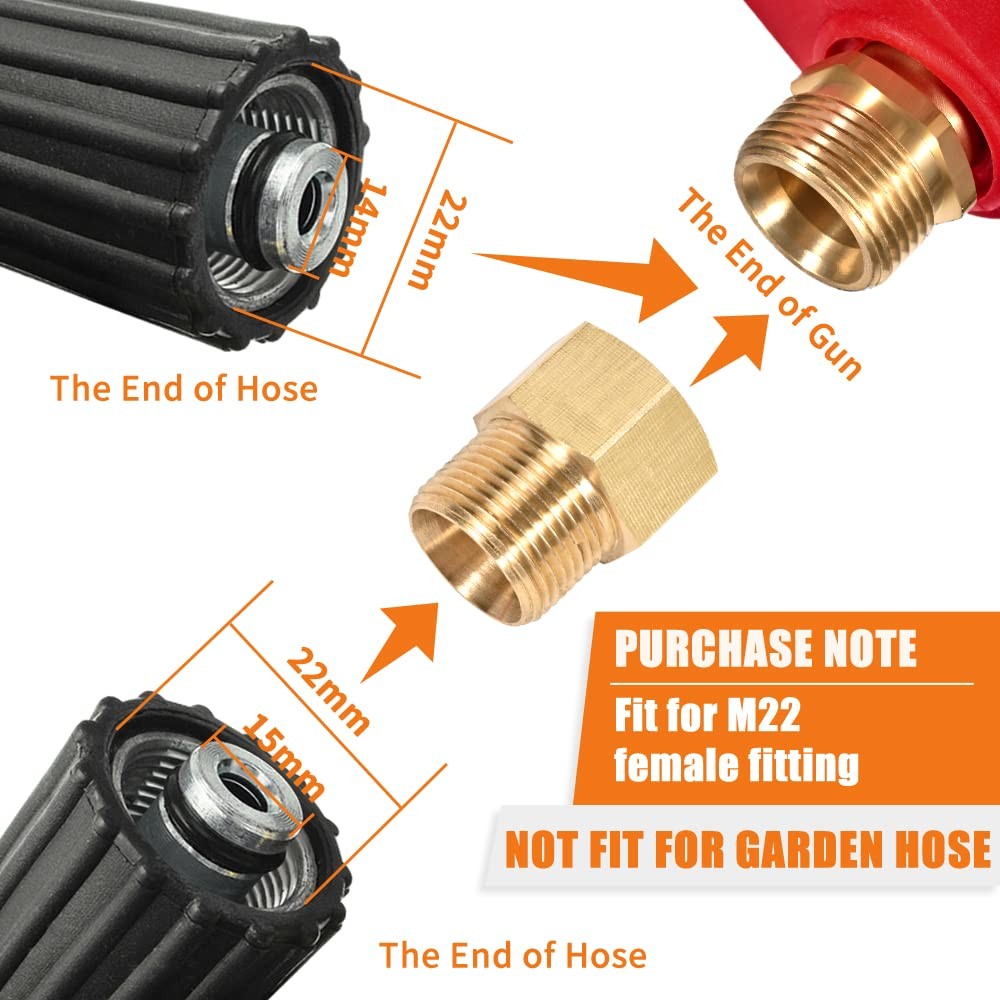 Pressure Washer Gun Extension Wand 5000 PSI 38 Inch Adjustable Length Red