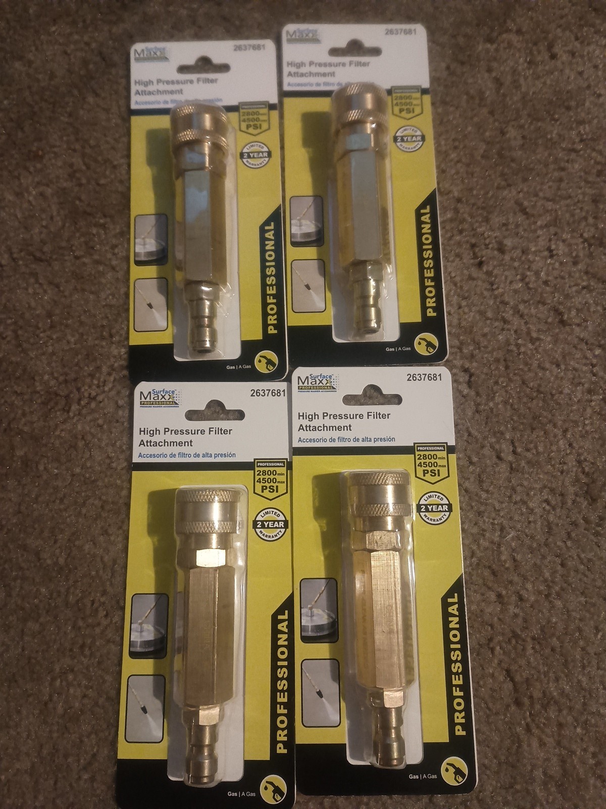 4 Pack Surface Maxx High Pressure Filter Attachment with QD Fitting #2637681