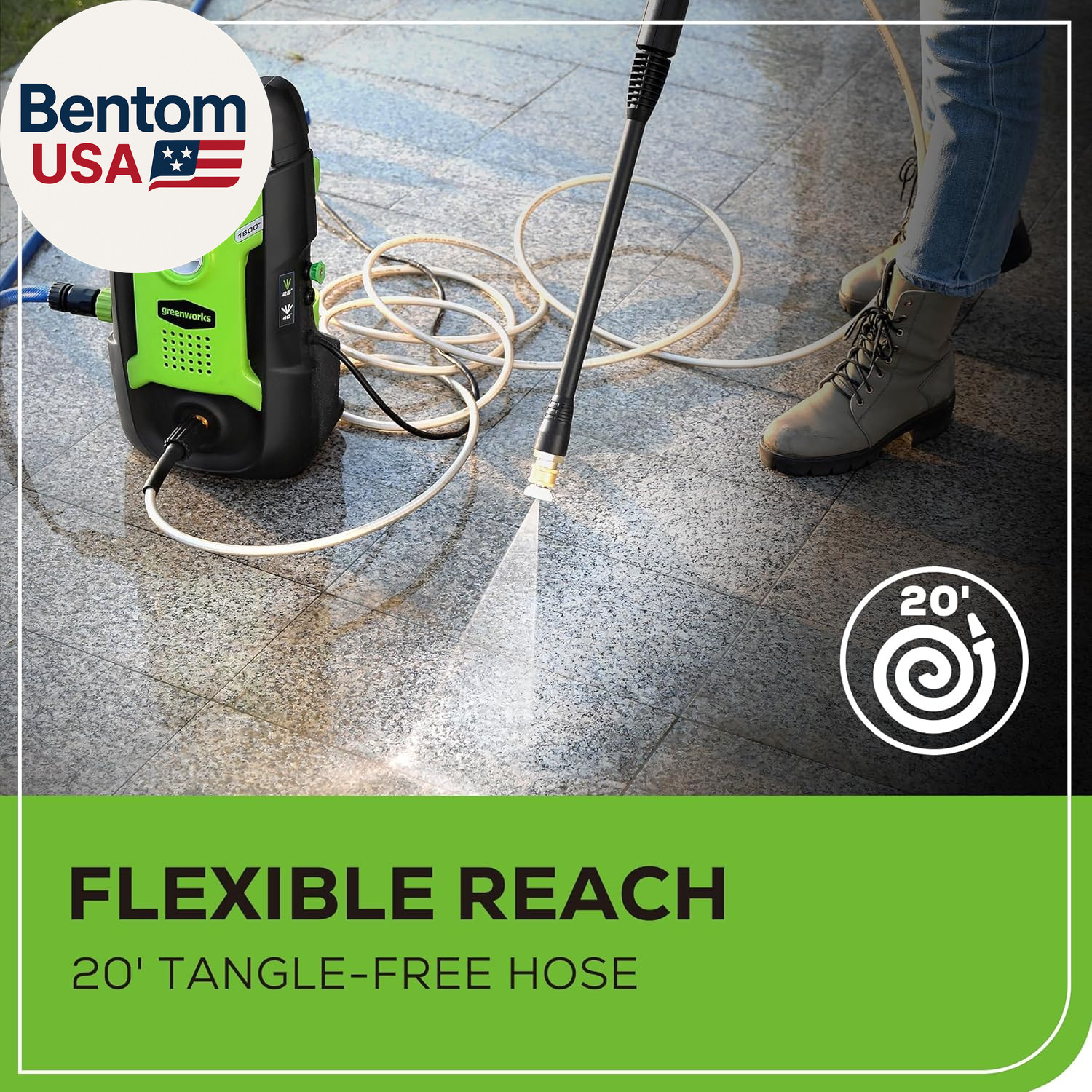 Compact Electric Pressure Washer, 1.2 GPM (CSA Certified, Lightweight, 20 FT Tan