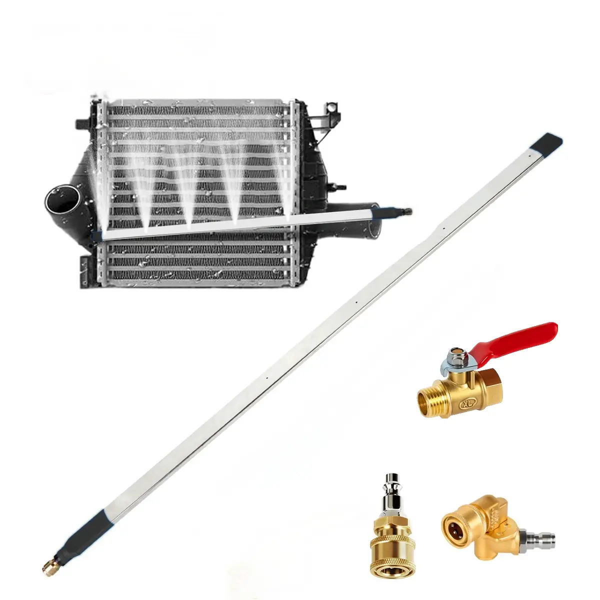 Portable Radiator Cleaning Wand – 31.5″ Flush Tool with Tips & Quick Couplers