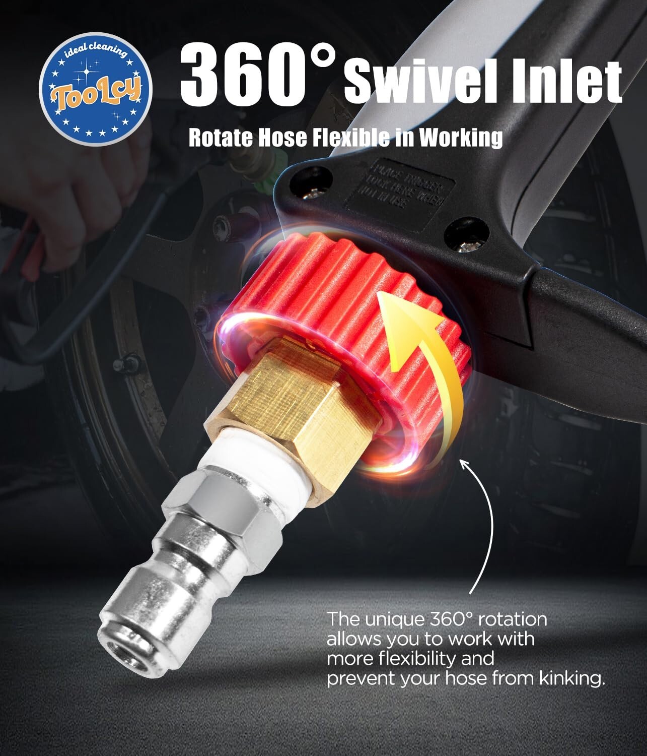 TOOLCY 5000 PSI Pressure Washer Gun for Hot Water 3/8″ Swivel Thread Nozzle Tips
