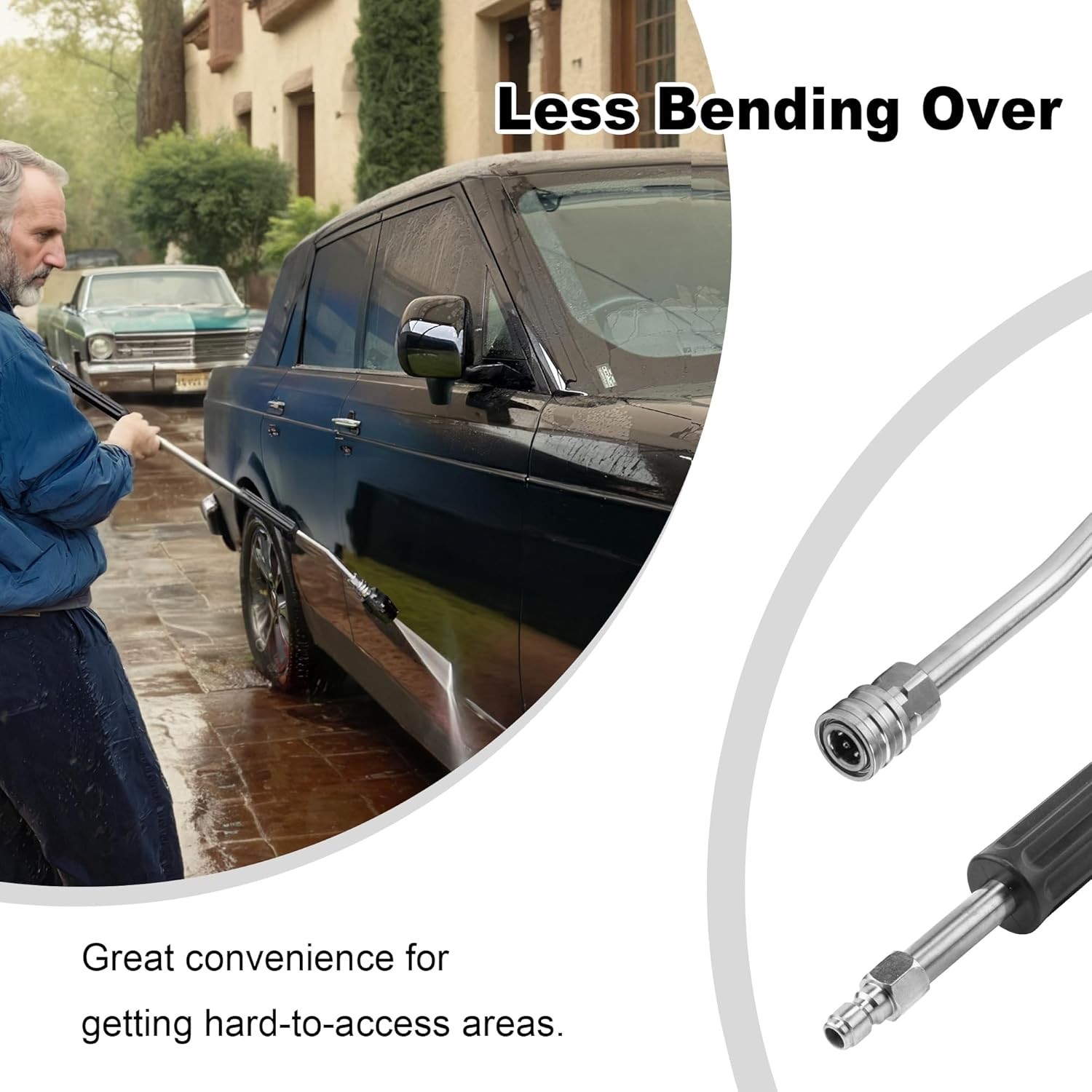 Pressure Washer Extension Wand, Anti-Slip Grip Power Washer Lance for Car Washin