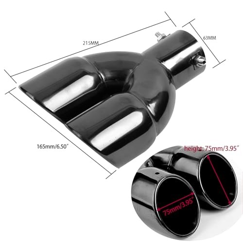 2.5 Inlet Dual Black Exhaust Tips Stainless Steel Car 2.5 inlet Glossy black