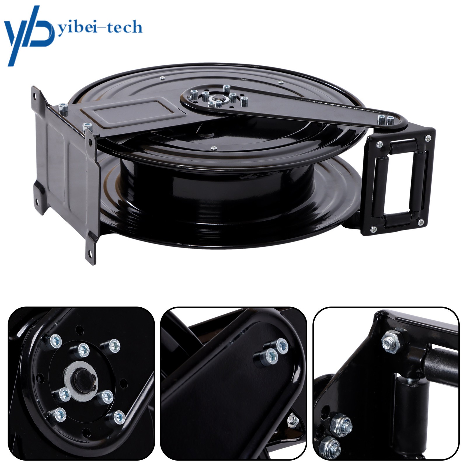 Pressure Washer Hose Reel 50ft with Swivel Arm, 3/8″ NPT Outlet Pipe, 4000 PSI