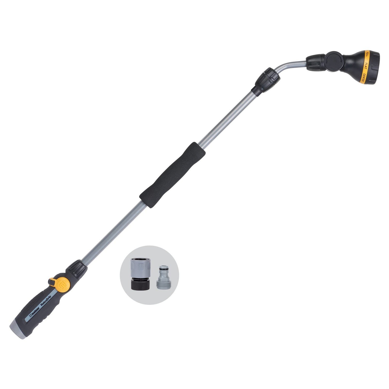 Melnor 65145AMZ RelaxGrip 8-Pattern Pivoting-Head QuickConnects Black/Yellow