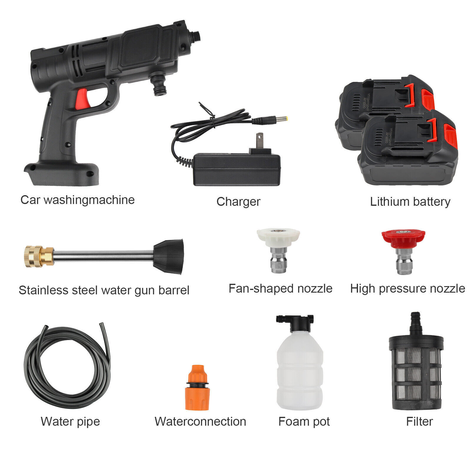Cordless Electric High Pressure Water Spray Gun Portable Car Washer Cleaner Tool