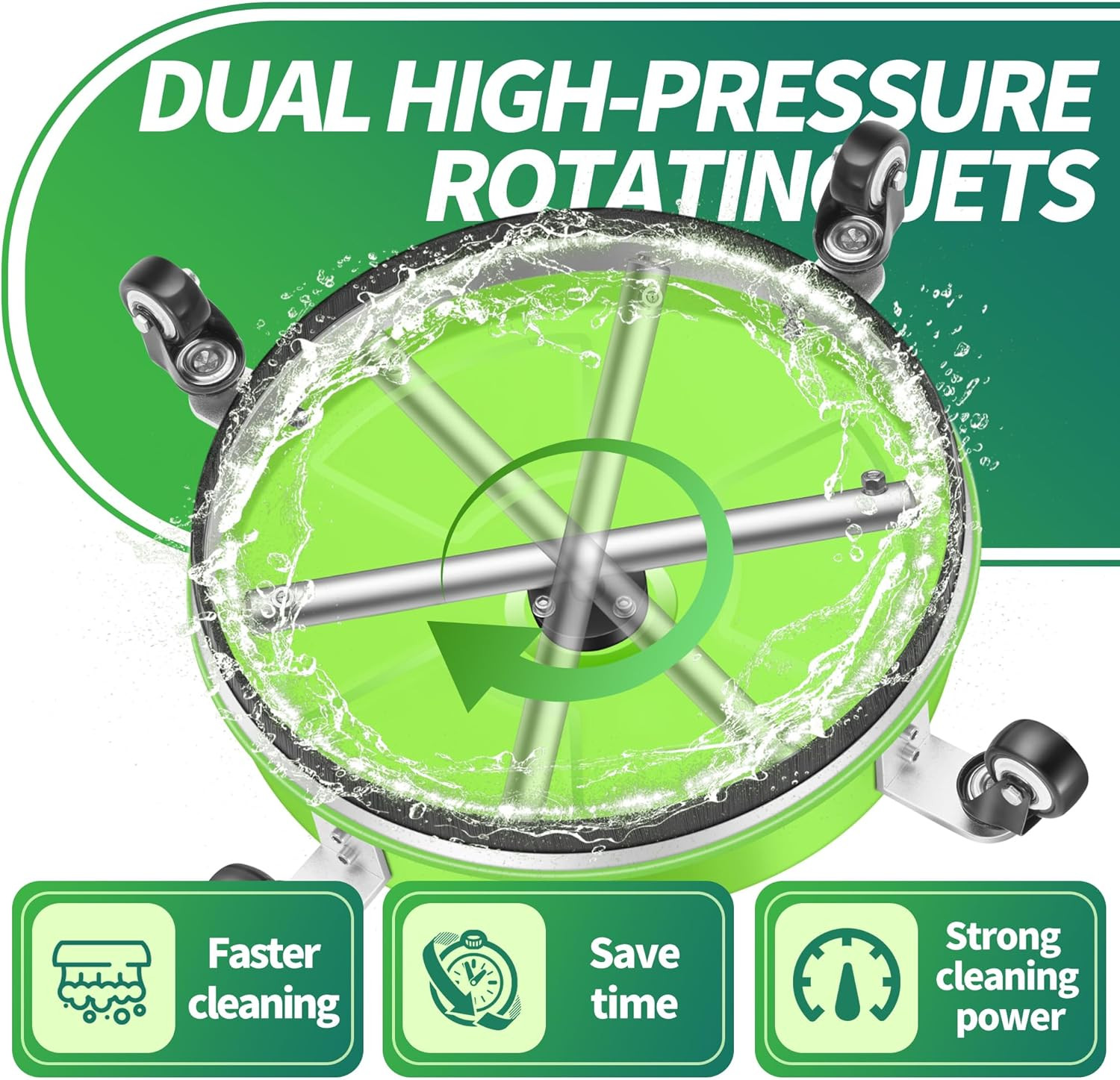 16” Pressure Washer Surface Cleaner with 4 Wheels – Stainless Steel Surface Cle