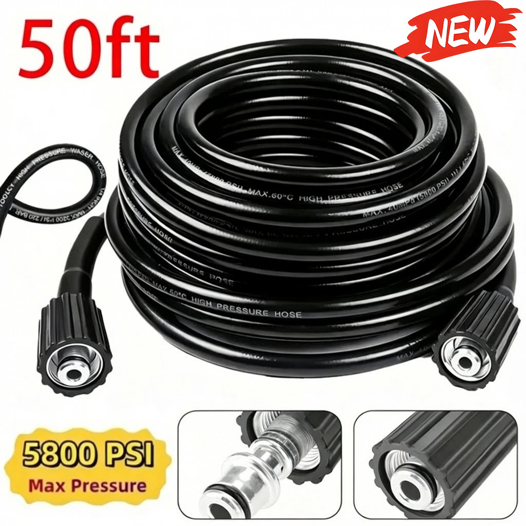 50FT High Pressure Washer Hose 5800 PSI M22-14MM Power Washer Extension Hose