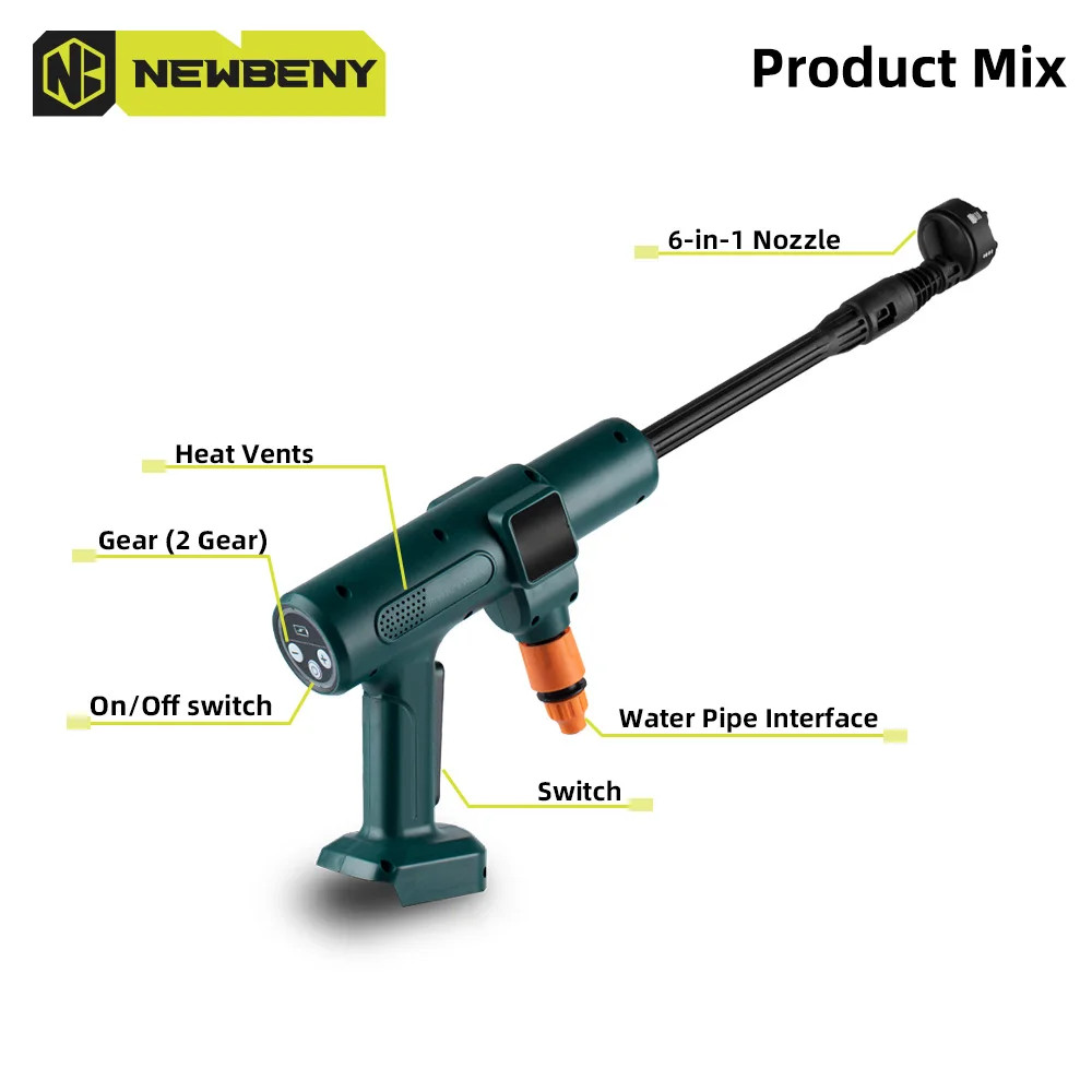 200Bar Brushless Cordless High Pressure Car Washer Gun 6-in-1 for Makita 2026