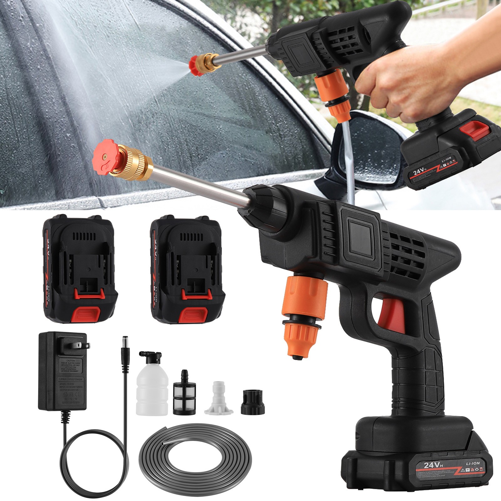 Cordless Electric High Pressure Water Spray Car Gun Portable Washer Cleaner Tool