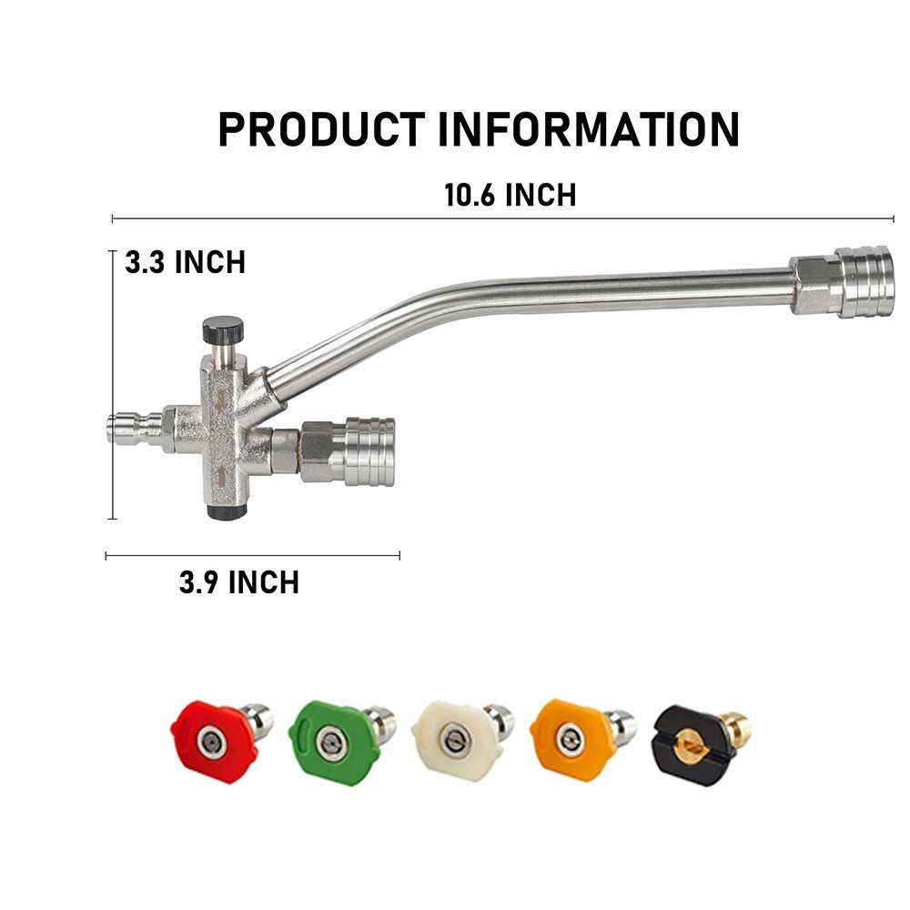 Dual Connector Pressure Washer 1/4″ Lance with 5 Spray Nozzles for Foam Cannon