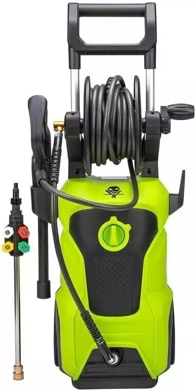Voodoo Ride 1800W Pressure Cleaner: 26ft Steel-Braided Hose with 4 Spray Tips